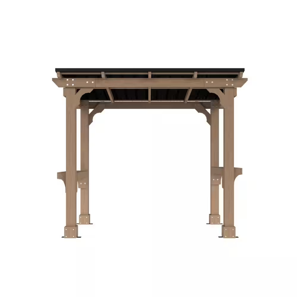 8 Ft. W X 5 Ft. D Cedar Wood Grill Gazebo Outdoor with Steel Roof
