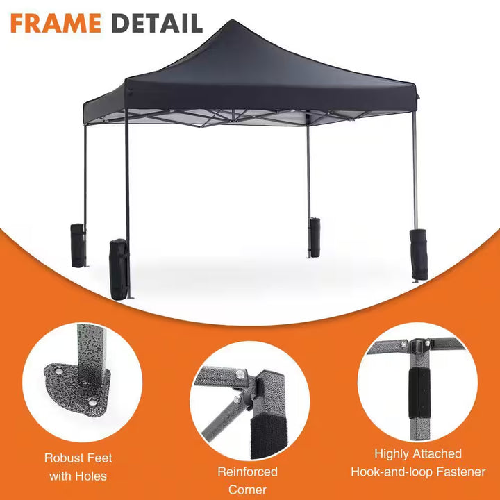 10 Ft. X 10 Ft. Pop up Canopy Tent Easy Setup Outdoor Shade Instant Portable Sun Shelter Canopy Tent for Parties, Beach