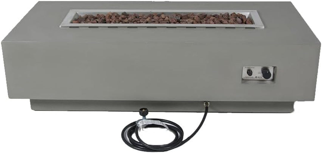Granville Fire Table Outdoor Fire Pit 60" X 27" Cast Concrete Firepit Includes Lava Rocks 45,000 Btus Outdoor Fireplace for Patio Furniture Set, Deck, Porch, Outdoor Heater - Natural Gas
