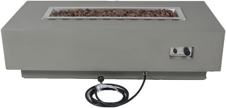Granville Fire Table Outdoor Fire Pit 60" X 27" Cast Concrete Firepit Includes Lava Rocks 45,000 Btus Outdoor Fireplace for Patio Furniture Set, Deck, Porch, Outdoor Heater - Natural Gas