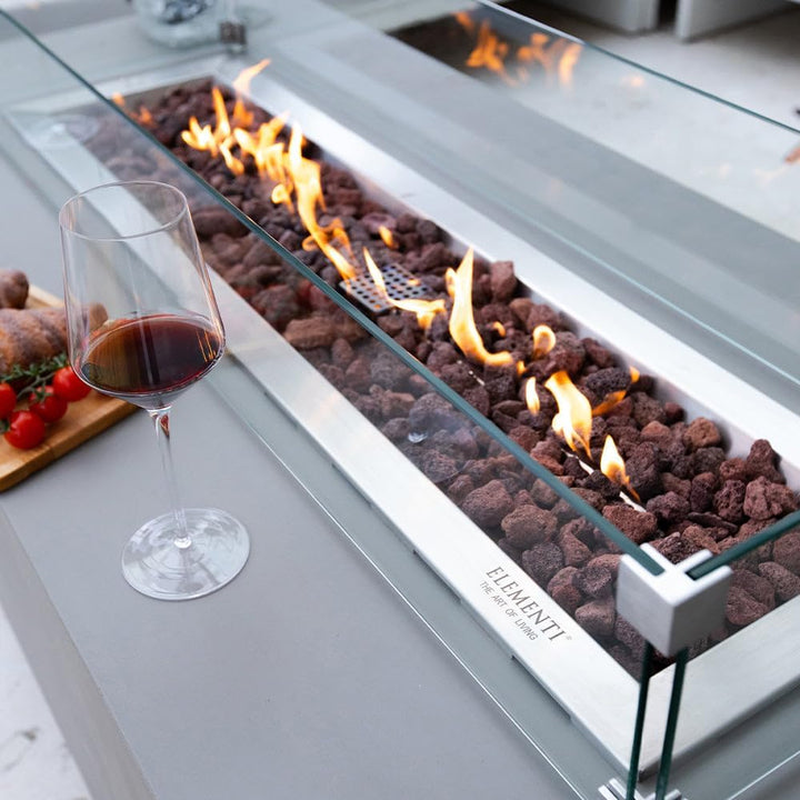Granville Fire Table Outdoor Fire Pit 60" X 27" Cast Concrete Firepit Includes Lava Rocks 45,000 Btus Outdoor Fireplace for Patio Furniture Set, Deck, Porch, Outdoor Heater - Natural Gas