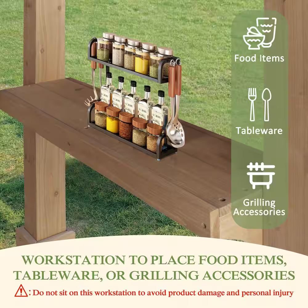 8 Ft. W X 5 Ft. D Cedar Wood Grill Gazebo Outdoor with Steel Roof