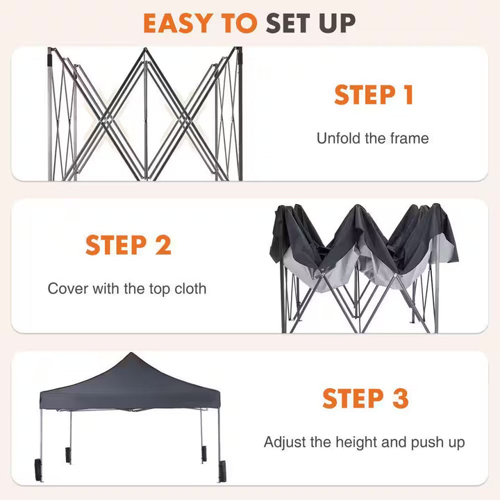 10 Ft. X 10 Ft. Pop up Canopy Tent Easy Setup Outdoor Shade Instant Portable Sun Shelter Canopy Tent for Parties, Beach