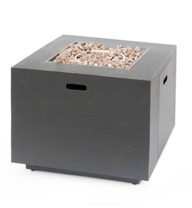 33" Square Iron Propane Fire Pit — Brown, 50,000 BTU